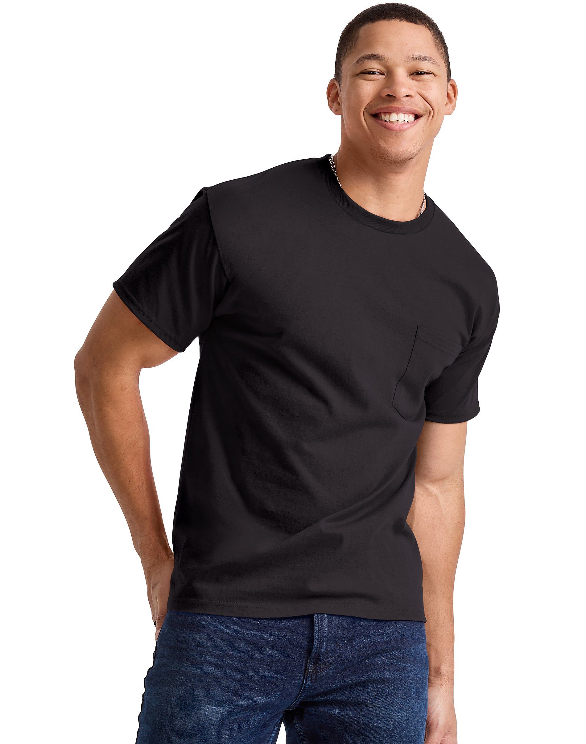 Hanes Mens Essentials Cotton Pocket T-Shirt