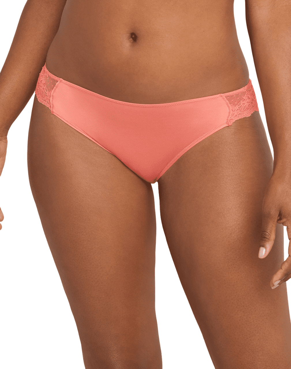 Maidenform Lace Back Tanga Underwear Pink Begonia/Gentle Peach 6 Women's 