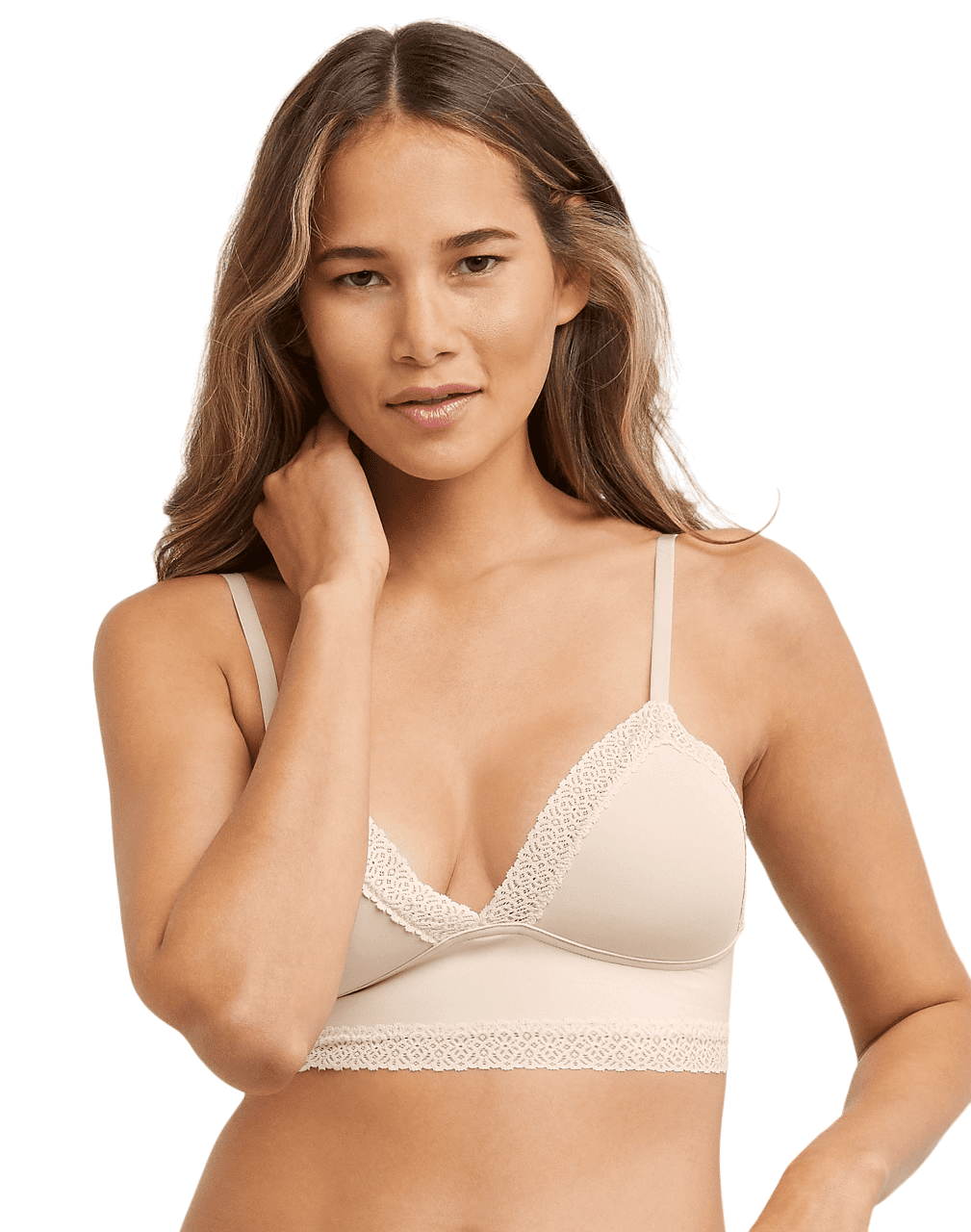 Maidenform Womens M Lace Trim Triangle Rib Bralette