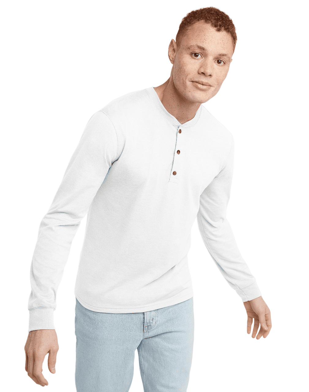 Hanes Originals Mens Cotton Long Sleeve Henley T-Shirt