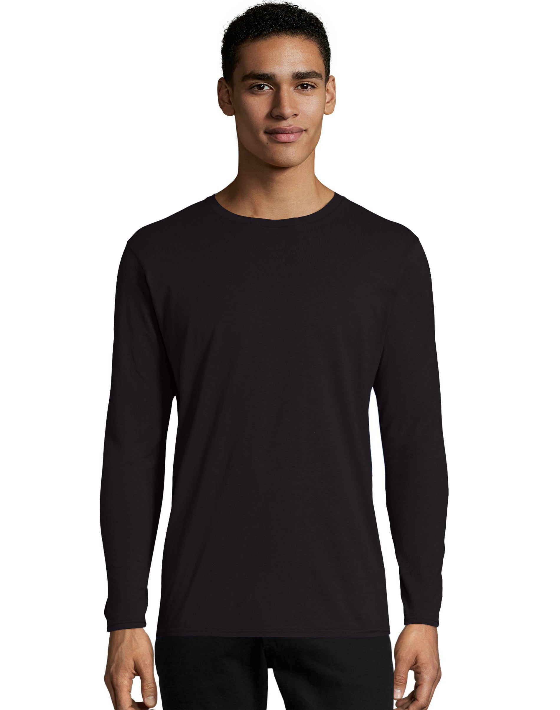 Hanes Mens Perfect-T Long Sleeve Cotton T-Shirt 2-Pack