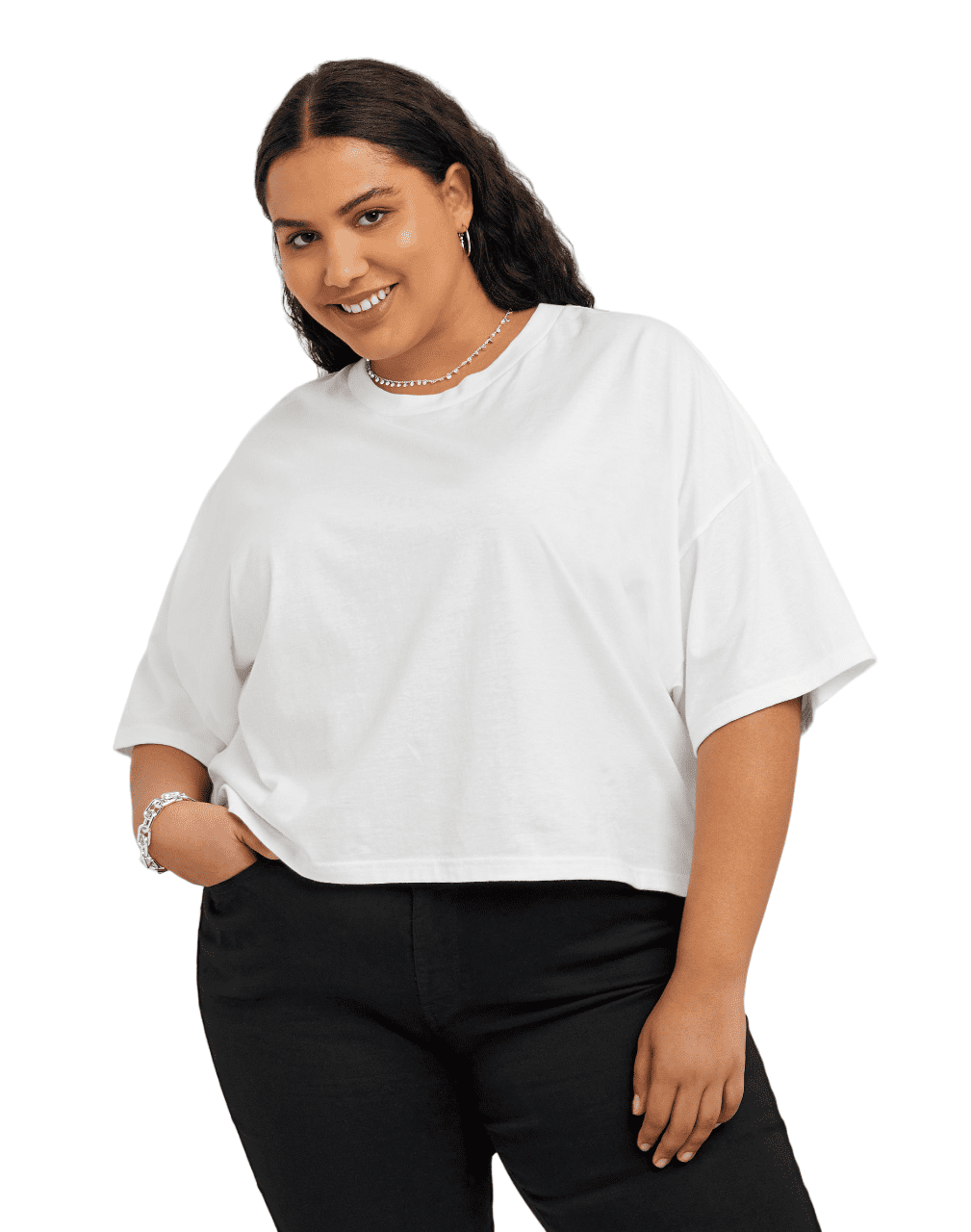 Hanes Originals Womens Cropped Plus Sizes T-Shirt