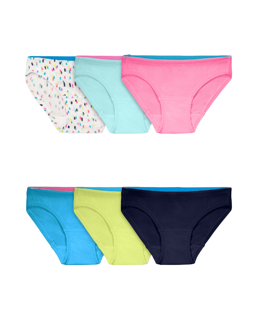 Girls' Breathable Micro-Mesh Bikini Underwear, Assorted 6 Pack