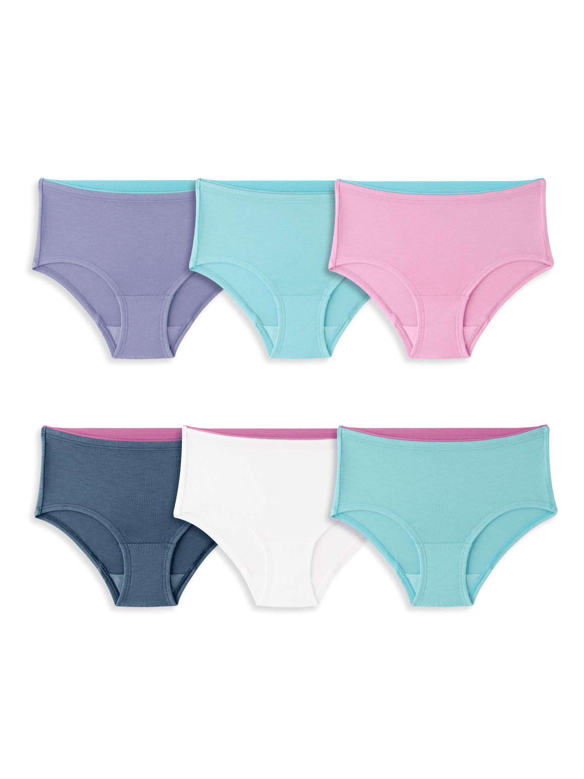 Girls' True Comfort 360 Stretch Brief Underwear, Assorted 6 Pack