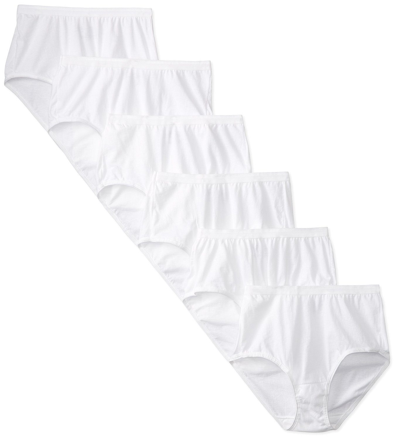 Women's Cotton Brief Panty, White 6 Pack