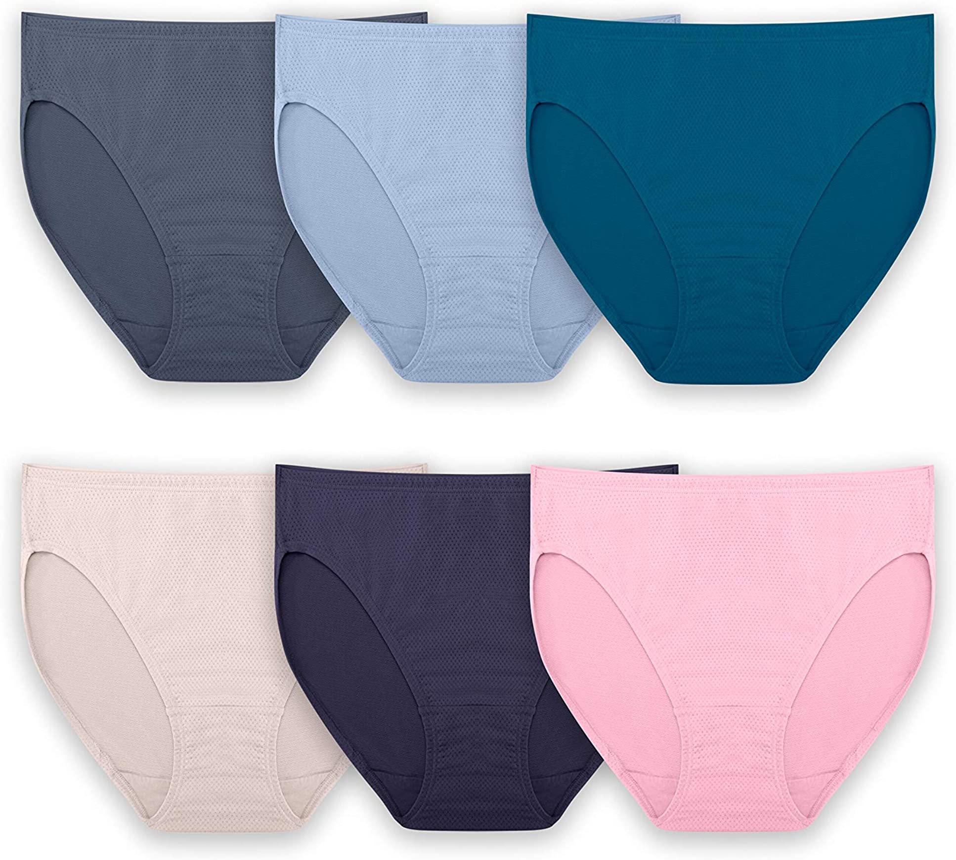 Women's Breathable Micro-Mesh Hi-Cut Panty, Assorted 6 Pack