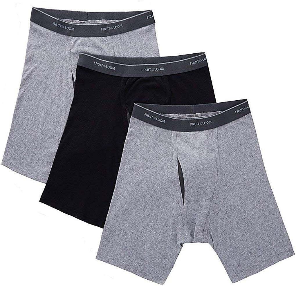 Men's Eversoft® CoolZone® Fly Boxer Briefs, Black and Gray 3 Pack