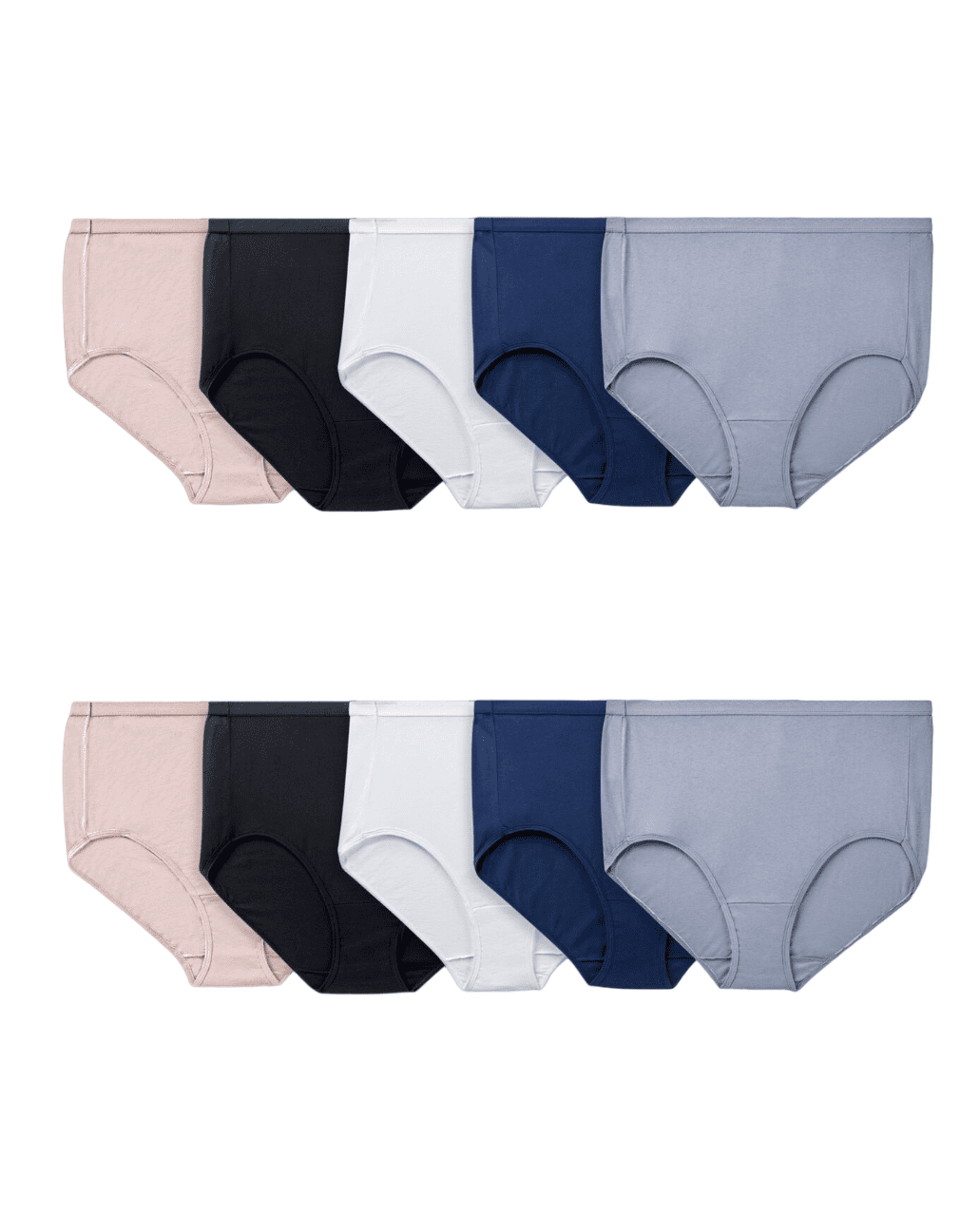 Women's Plus Fit for Me® Cotton Briefs Panty, Assorted 10 Pack