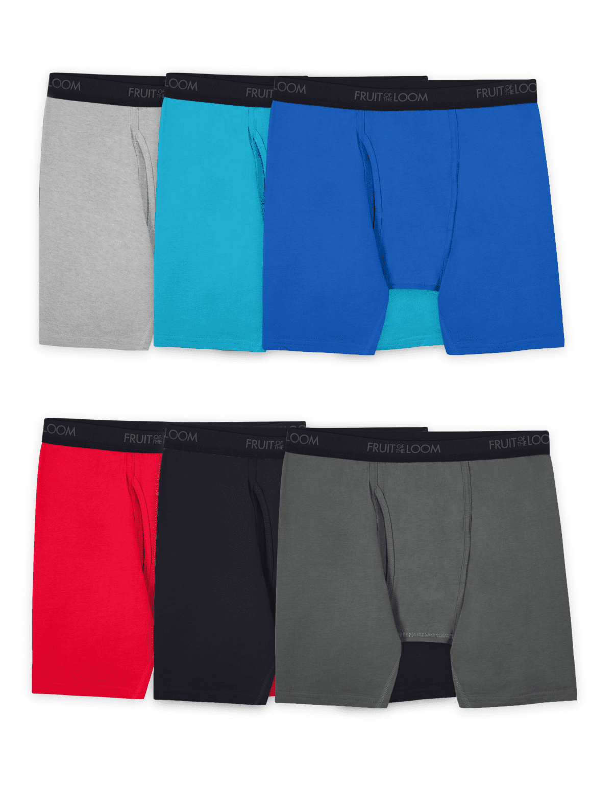 Big Men's Cotton Stretch Boxer Briefs, Assorted 6 Pack