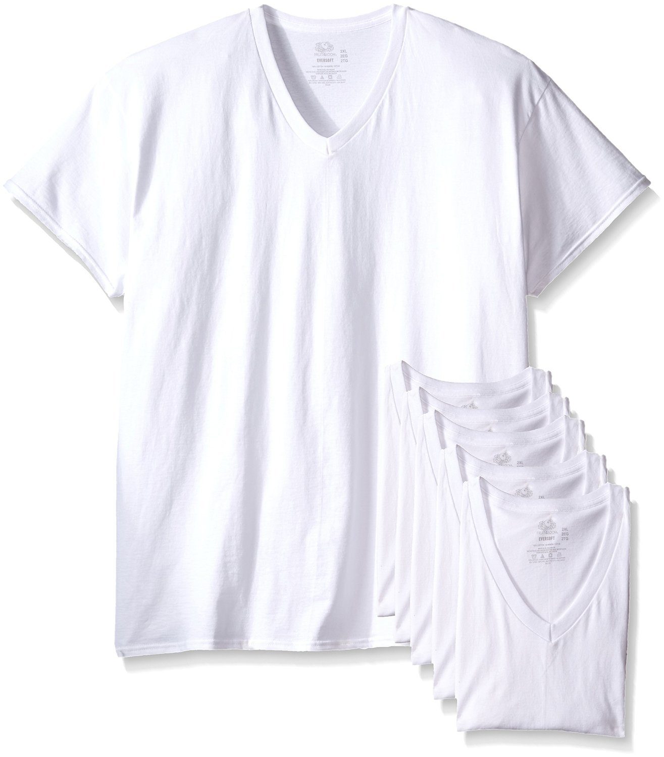Men's Short Sleeve V-neck T-Shirts, White 6 Pack