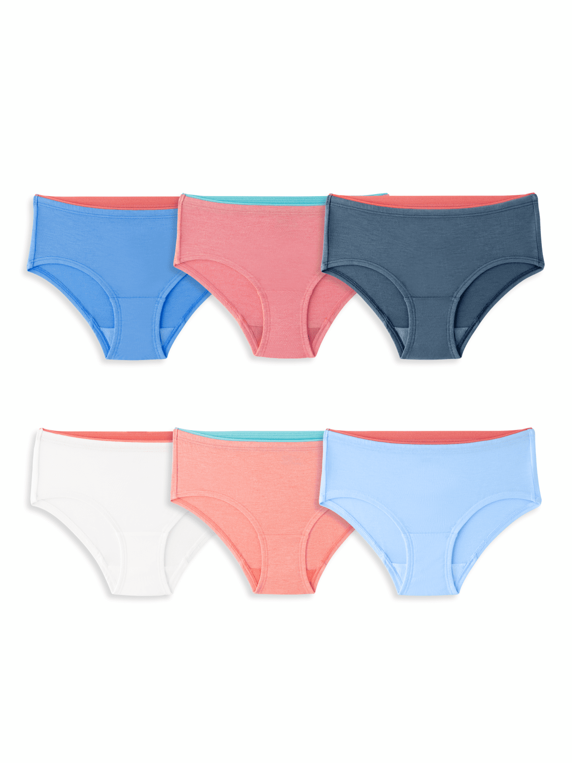 Girls' True Comfort 360 Stretch Hipster Underwear, Assorted 6 Pack