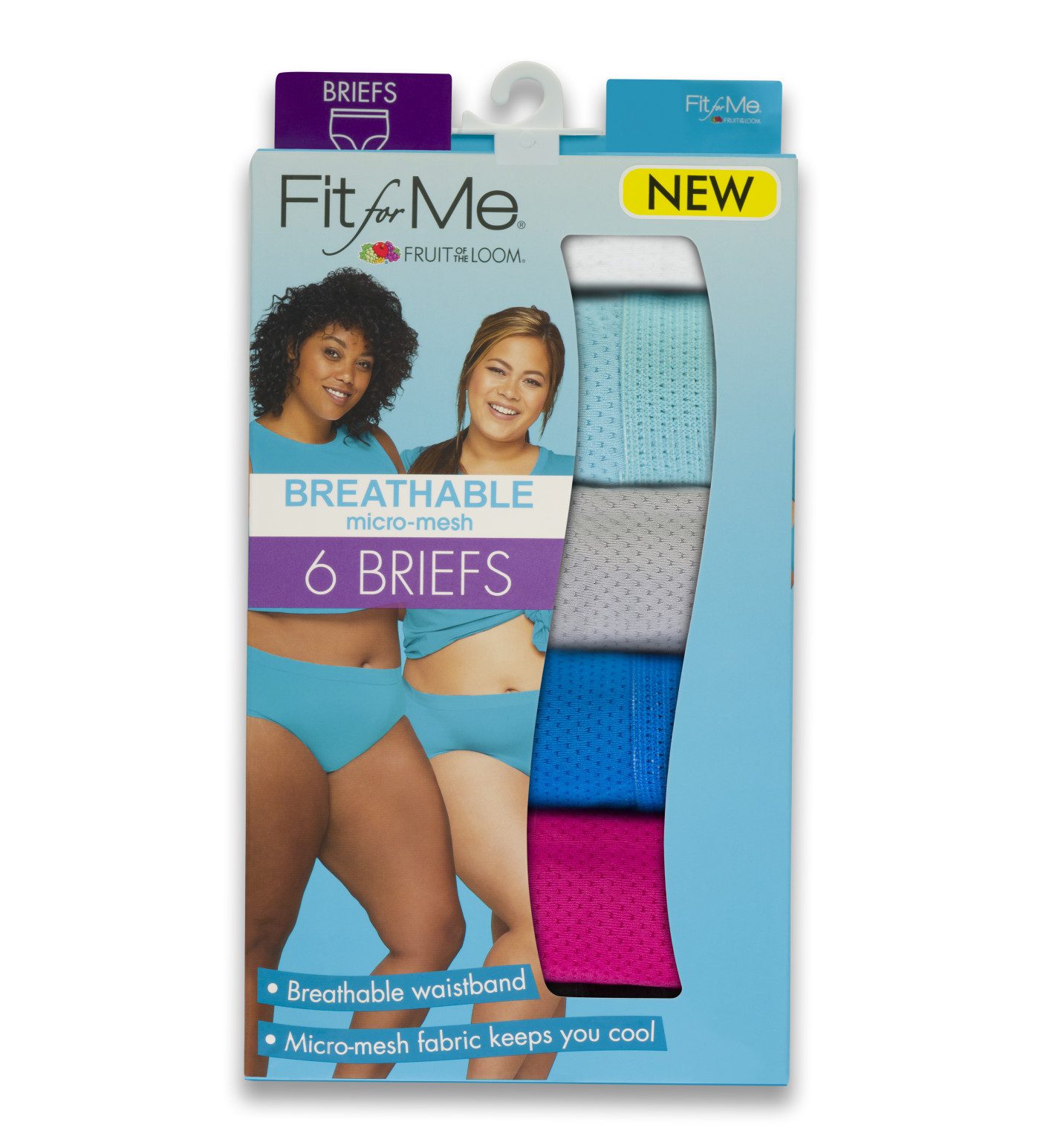 Women's Plus Fit for Me® Breathable Micro-Mesh Brief Panty, Assorted 6 Pack