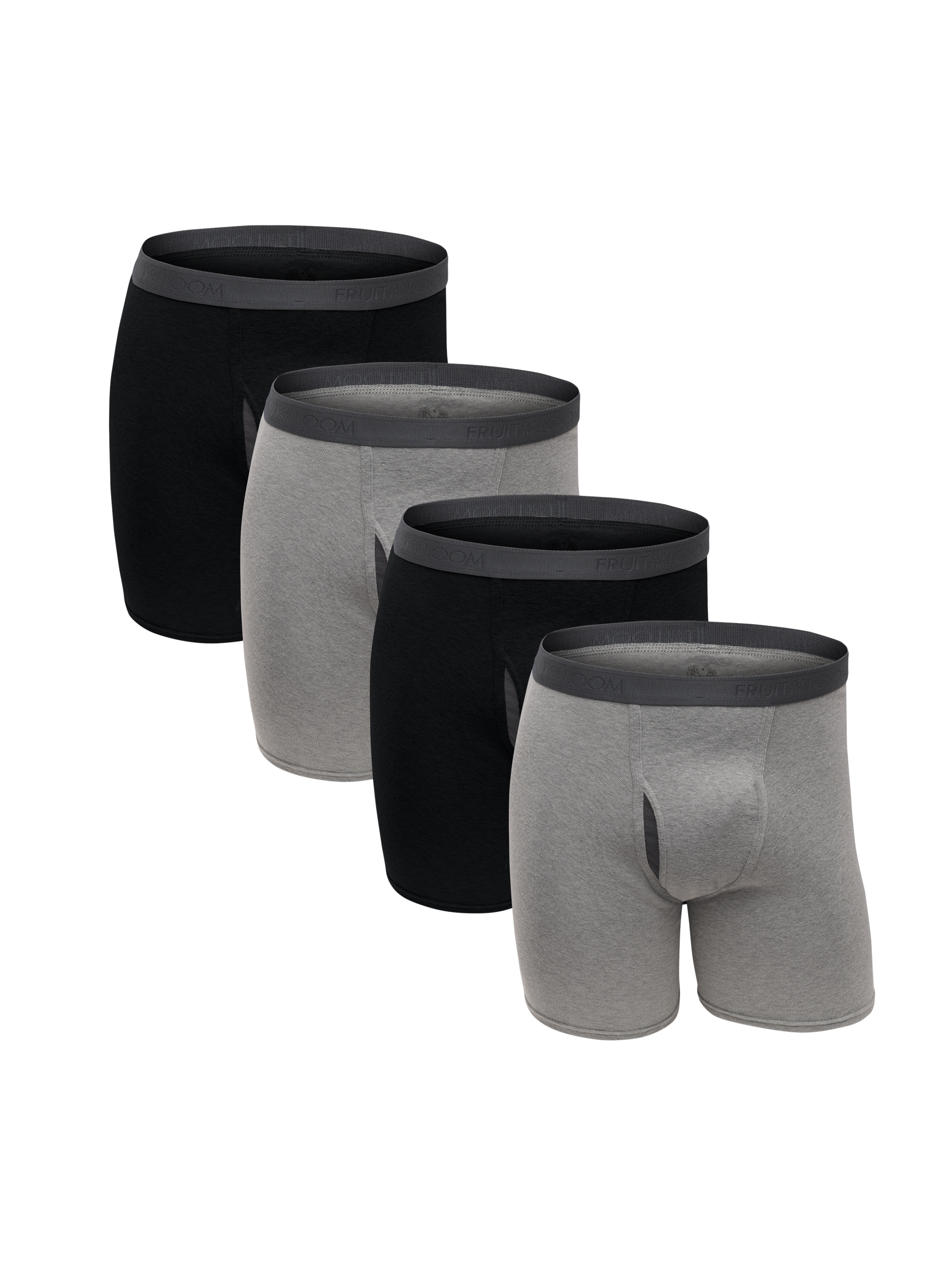 Fruit of the Loom Men's Premium CoolZone® Boxer Briefs, Black and Gray 4 Pack