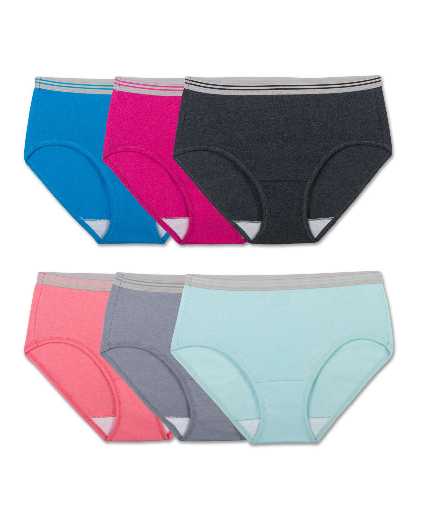 Women's Heather Low Rise Brief Panty, Assorted 6 Pack