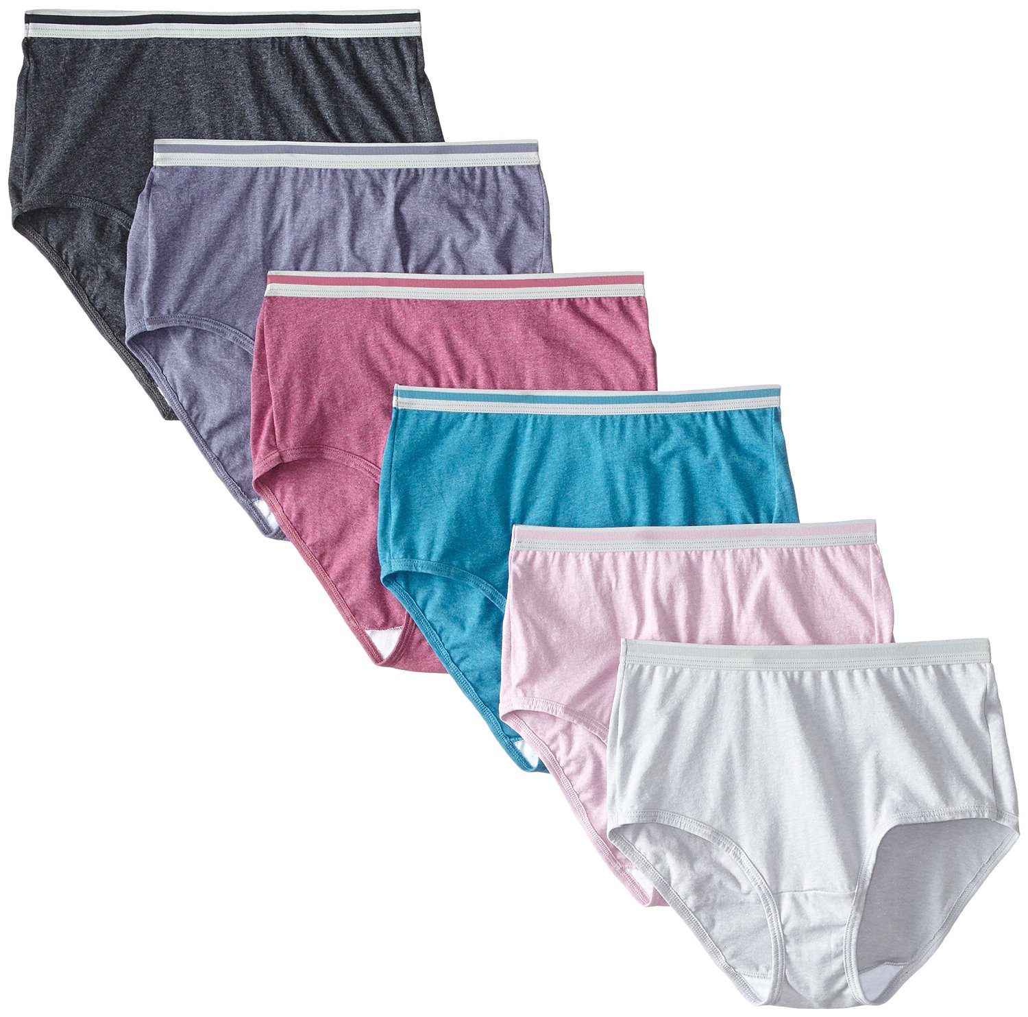 Women's Heather Brief Panty, Assorted 6 Pack