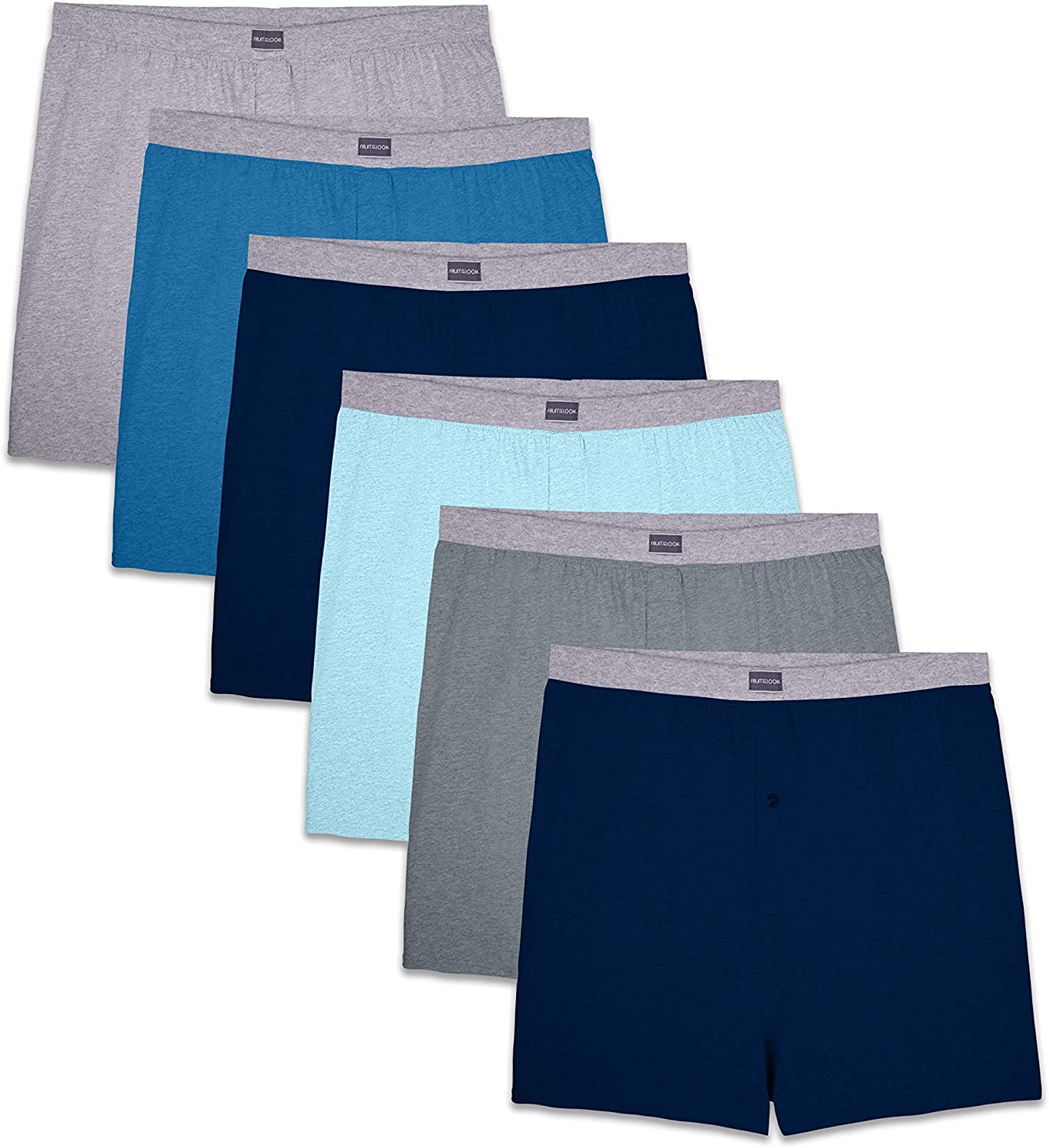 Men's Knit Boxers, Assorted 6 Pack