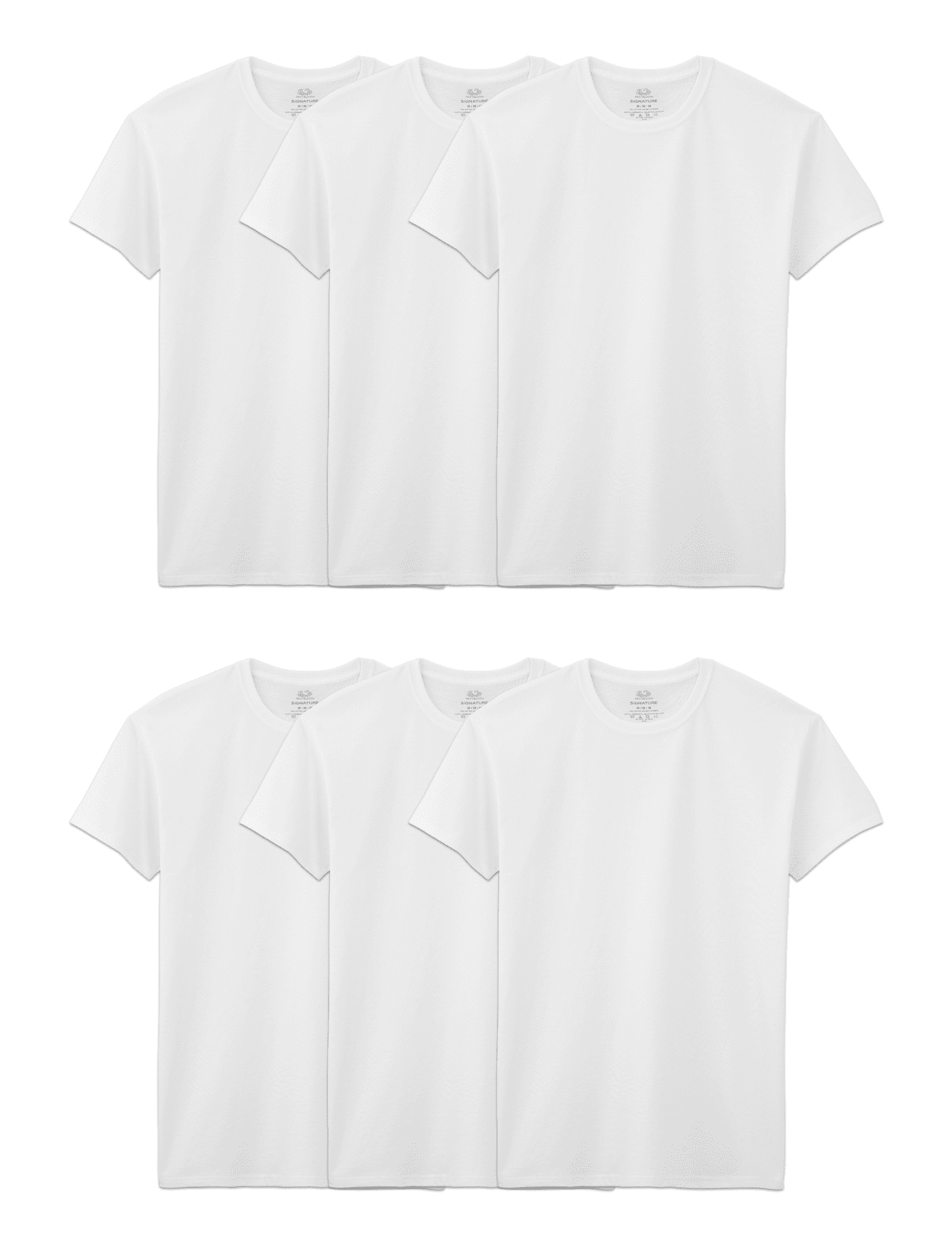 Men's Short Sleeve Crew T-Shirt, White 6 Pack