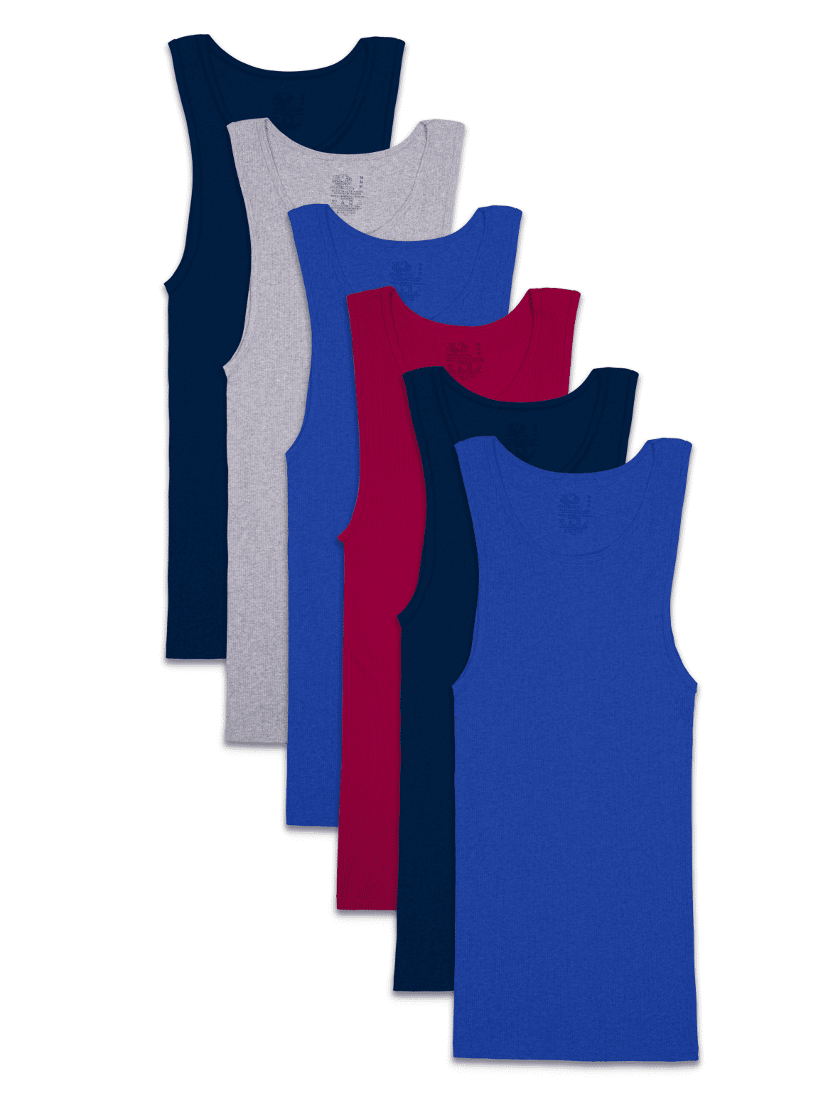 Men's A-Shirt, Extended Sizes Assorted 6 Pack