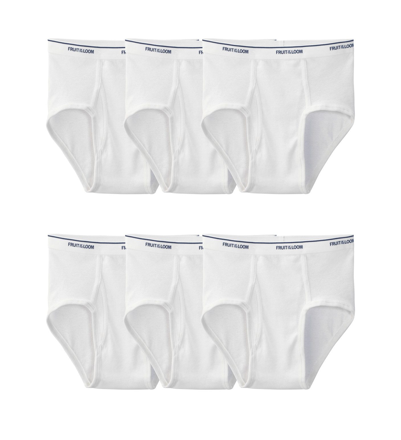 Men's Cotton Briefs, White 6 Pack