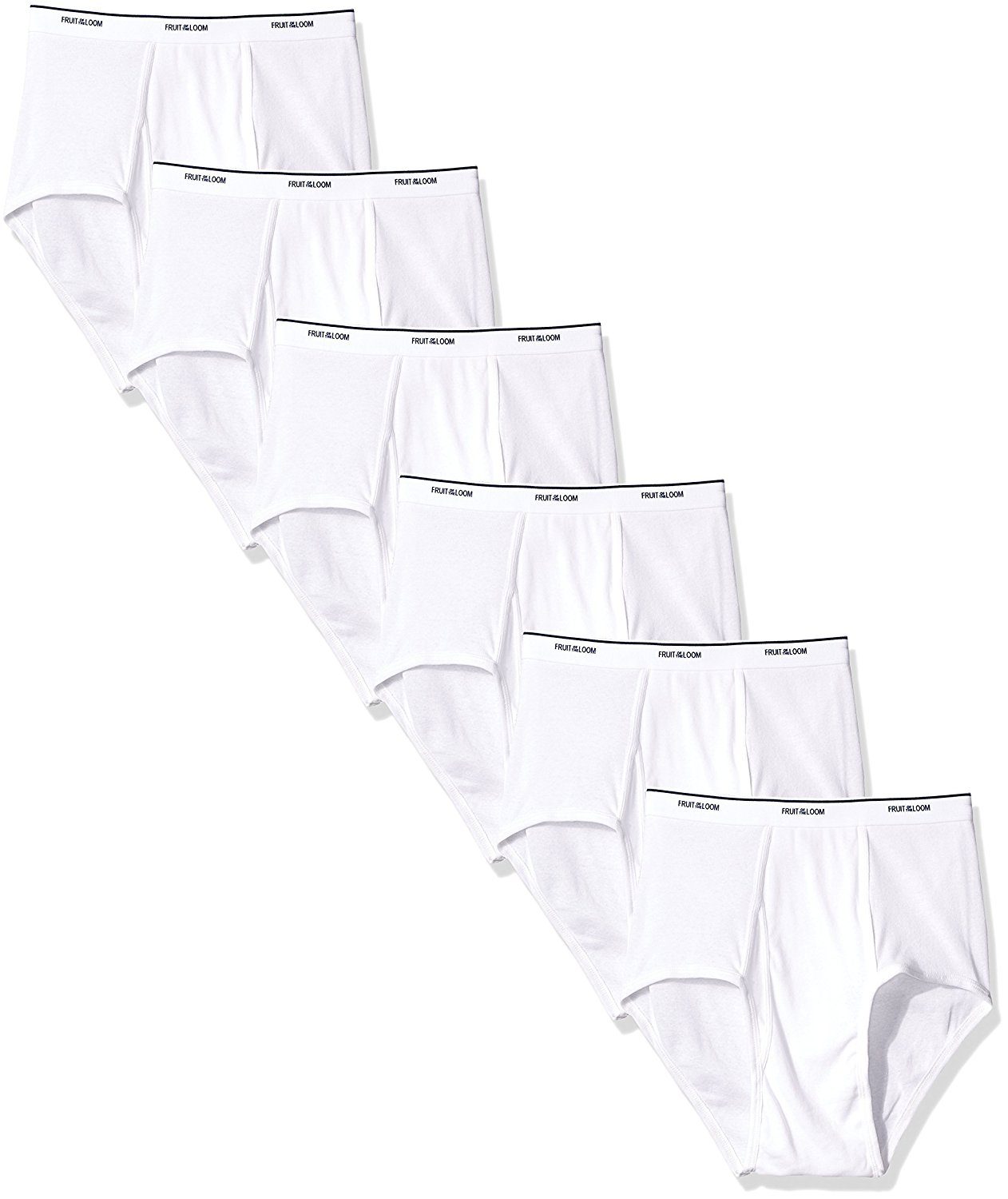 Men's Cotton Briefs, White 6 Pack