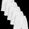 Men's Relaxed Fit Boxers, White 5 Pack