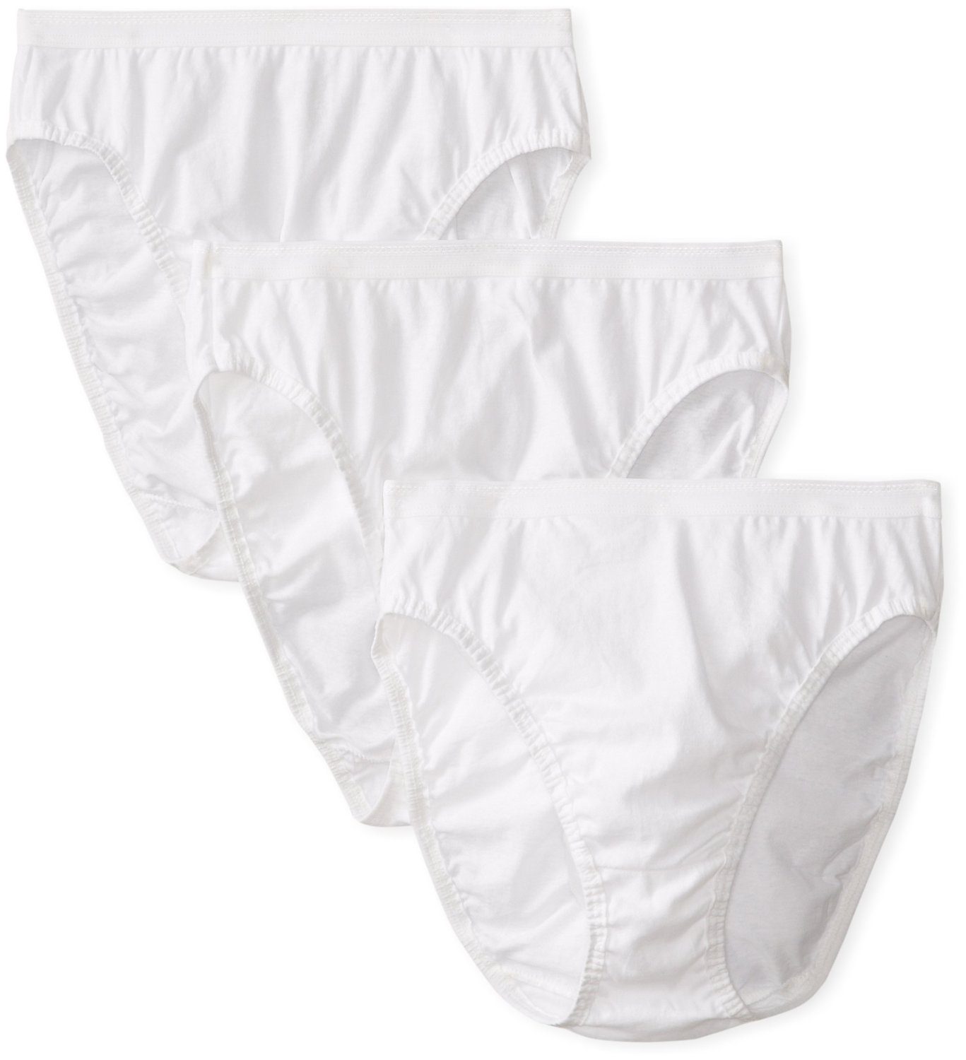 Women's Cotton Hi Cut Panty, White 3 Pack