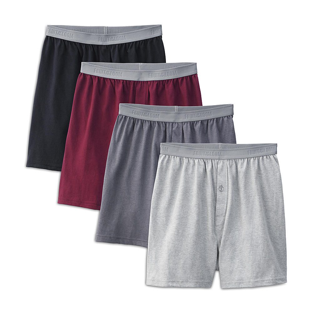 Fruit of the Loom Men's Premium Knit Boxers, Assorted 4 Pack