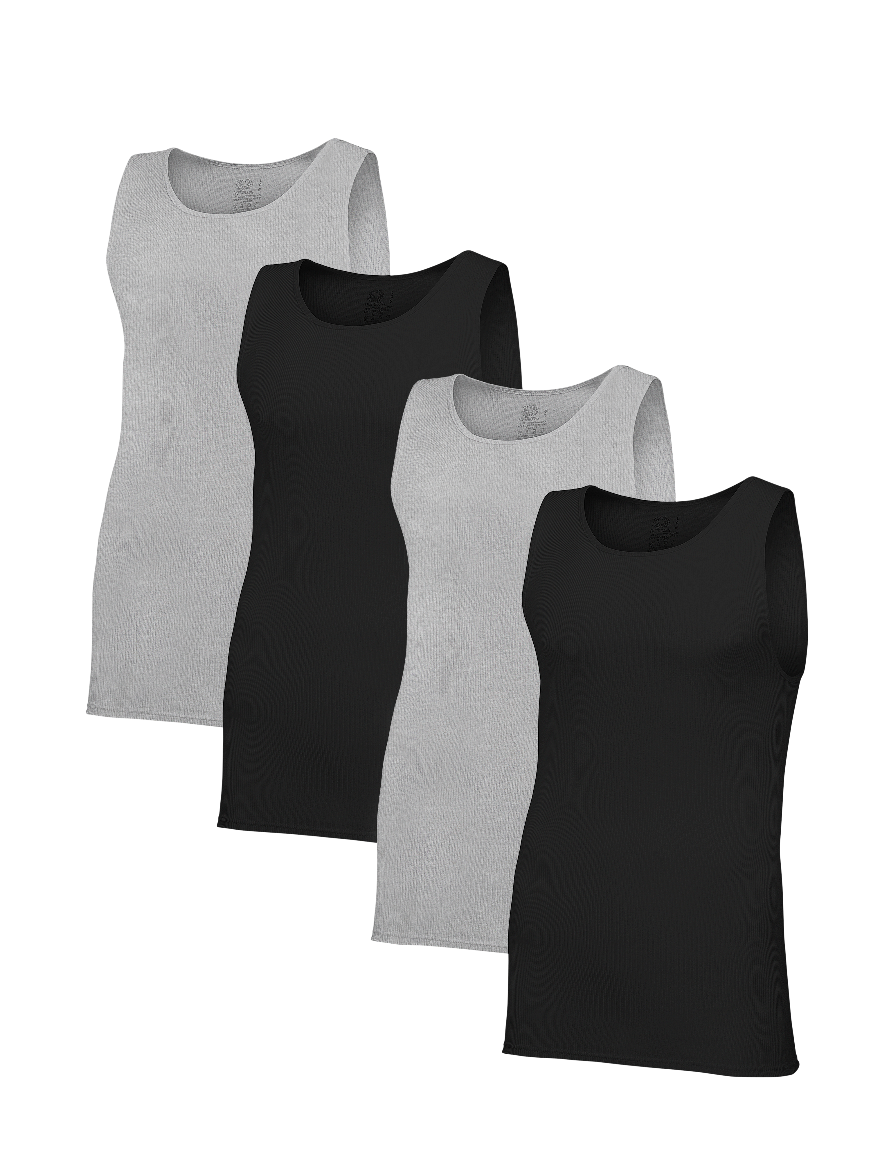 Fruit of the Loom Men's Premium A-Shirt, Black and Gray 4 Pack