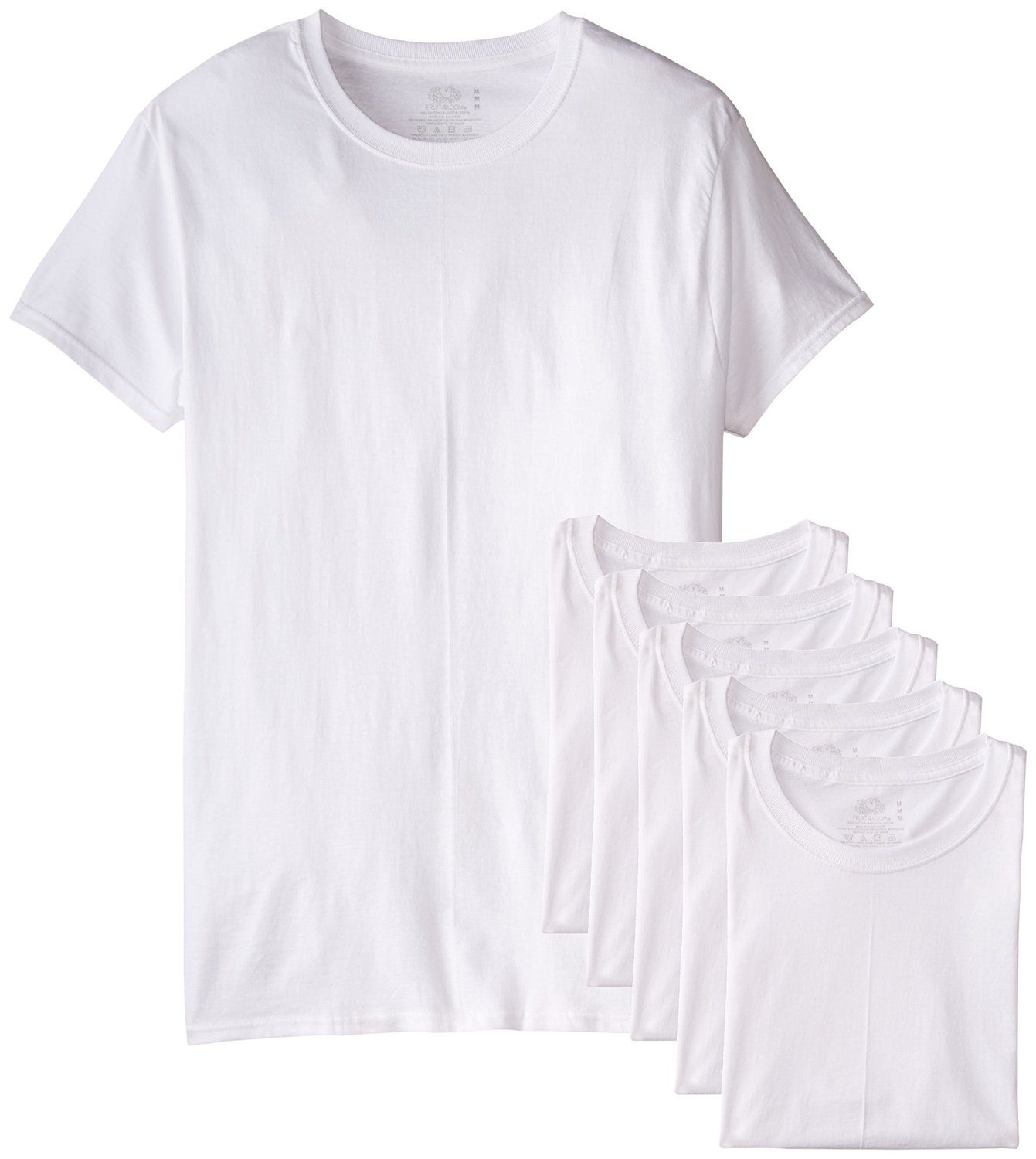 Men's Short Sleeve Crew T-Shirt, White 6 Pack