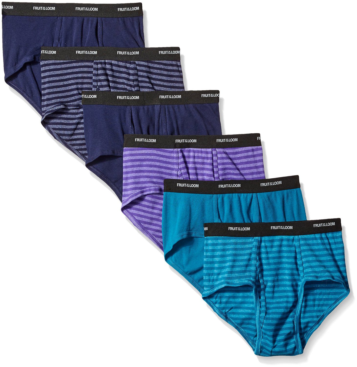 Men's Fashion Briefs, Assorted Stripe and Solid 6 Pack
