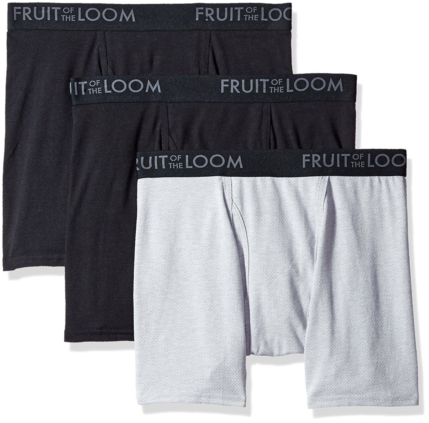 Men's Breathable cotton Micro-Mesh Boxer Briefs, Black and Gray 3 Pack