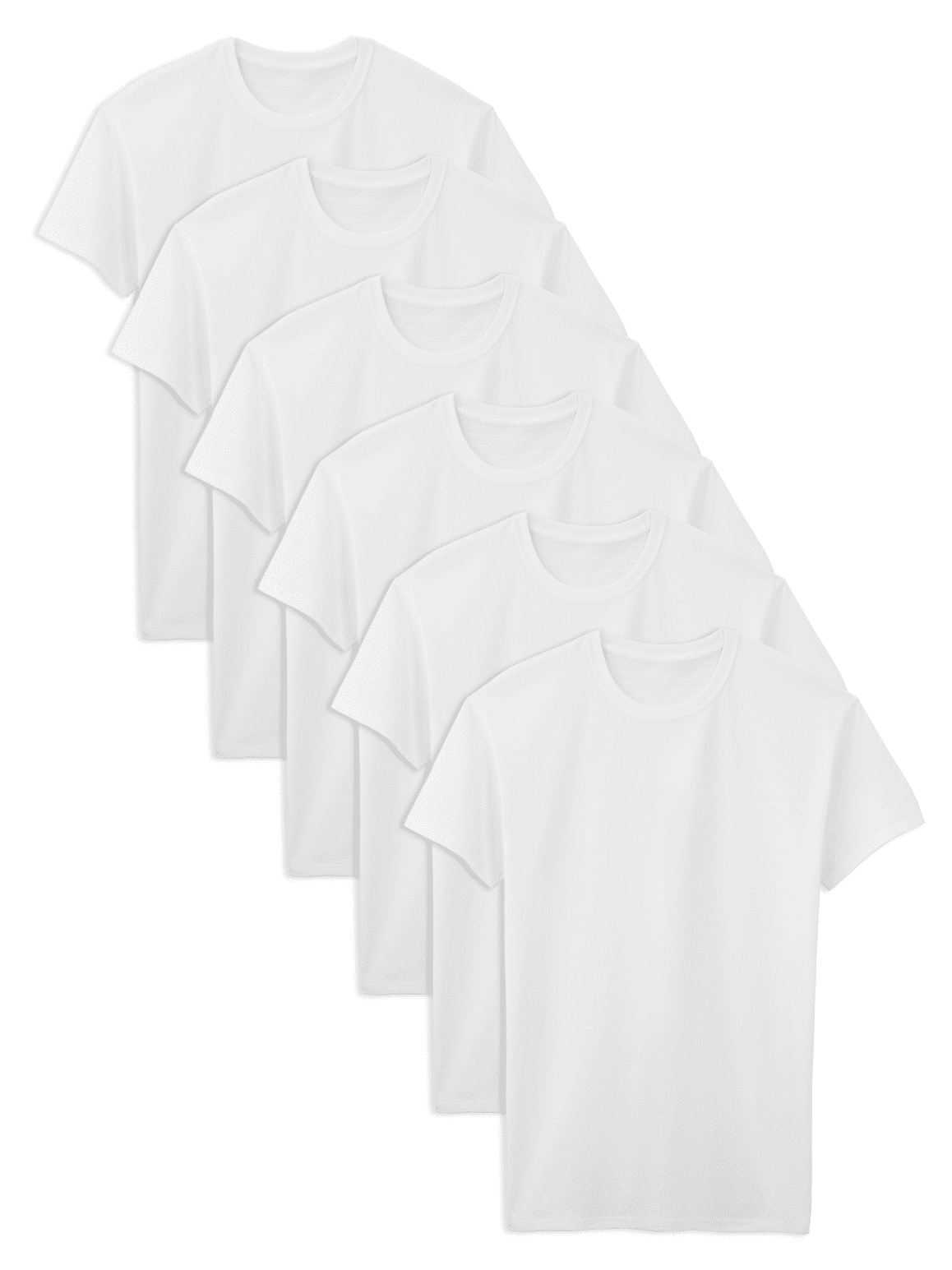 Tall Men's Short Sleeve Crew T-Shirt, White 6 Pack