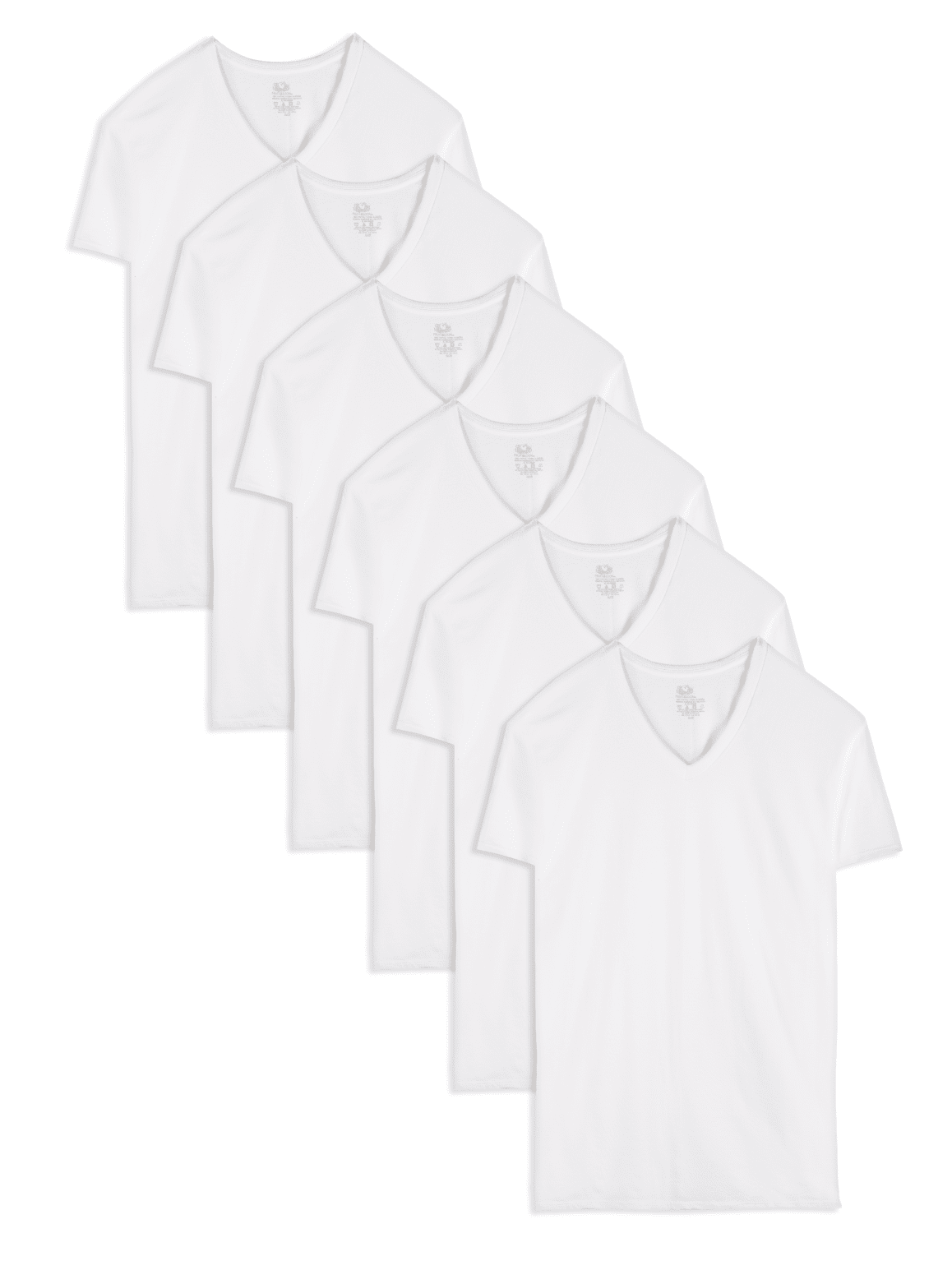 Tall Men's Short Sleeve V-neck T-Shirt, White 6 Pack