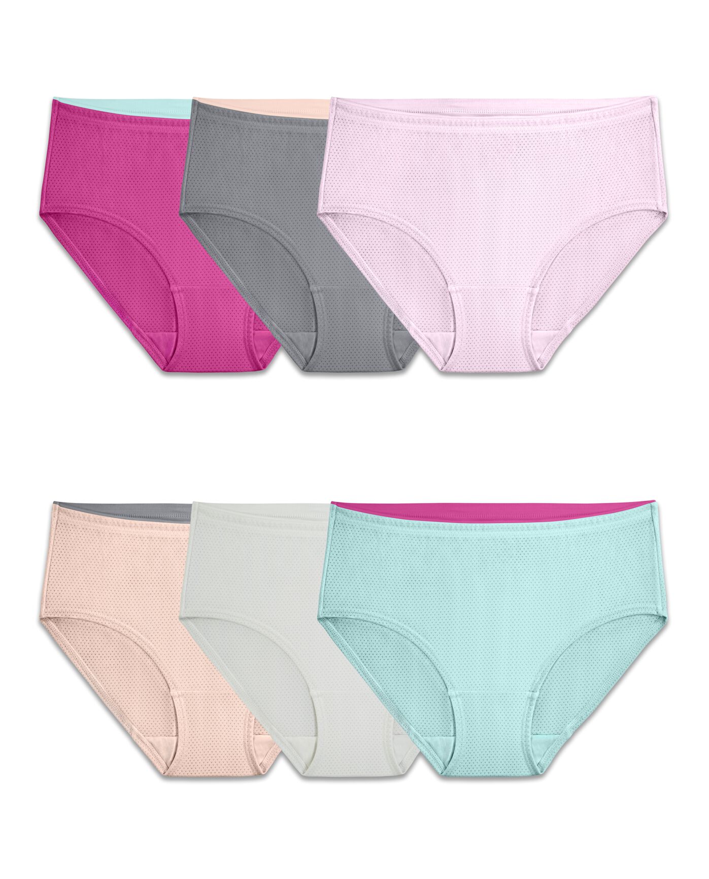 Women's Breathable Micro-Mesh Low-Rise Brief Panty, Assorted 6 Pack