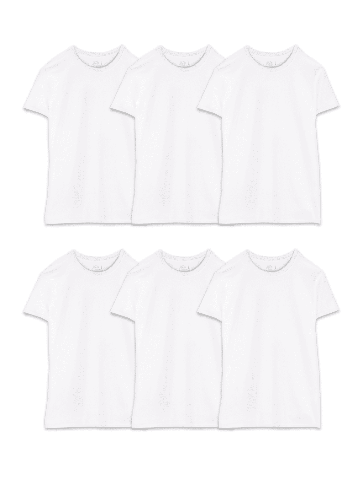 Big Men's Short Sleeve Crew T-Shirt, White 6 Pack