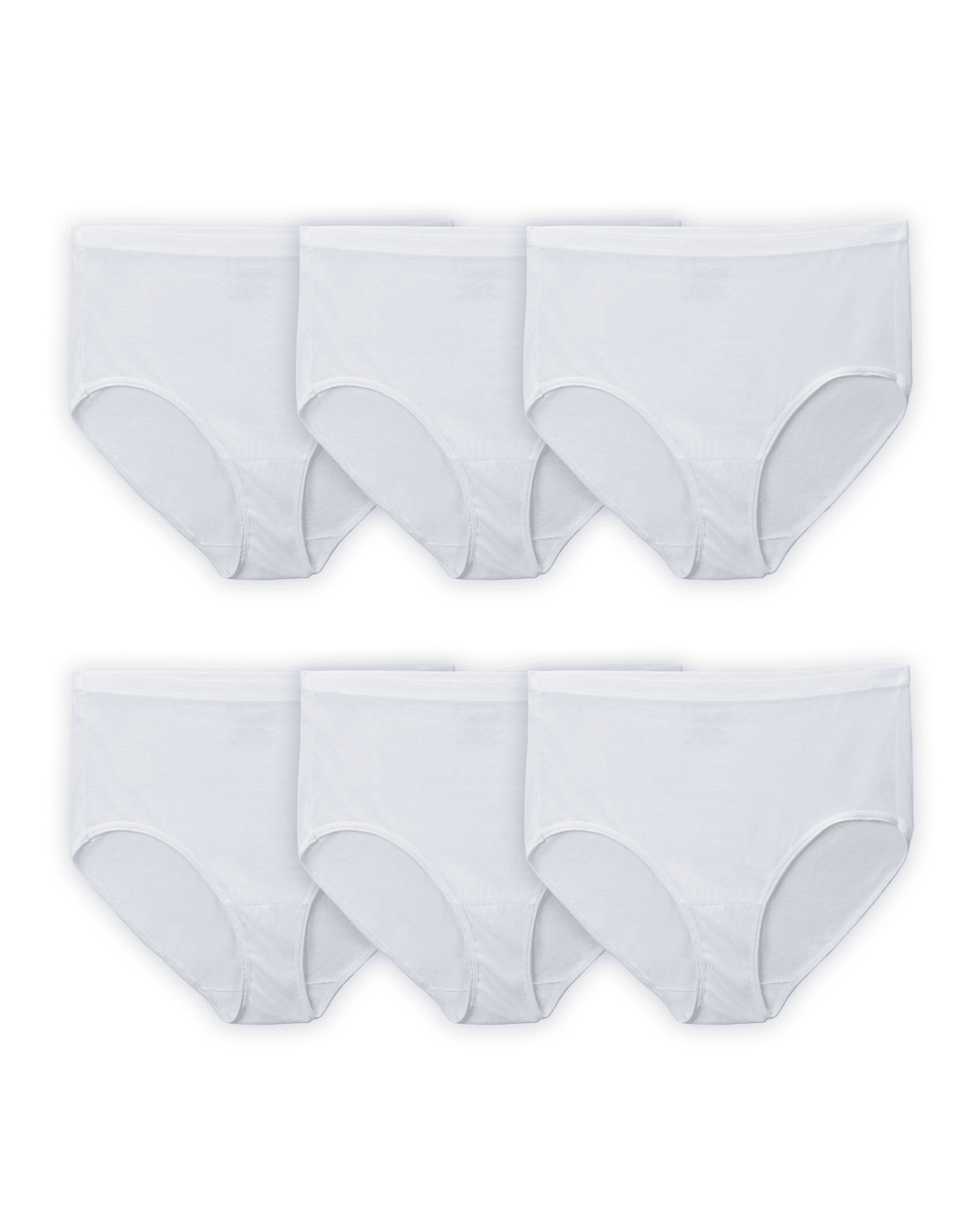 Women's Plus Fit for Me® Cotton Brief Panty, White 6 Pack