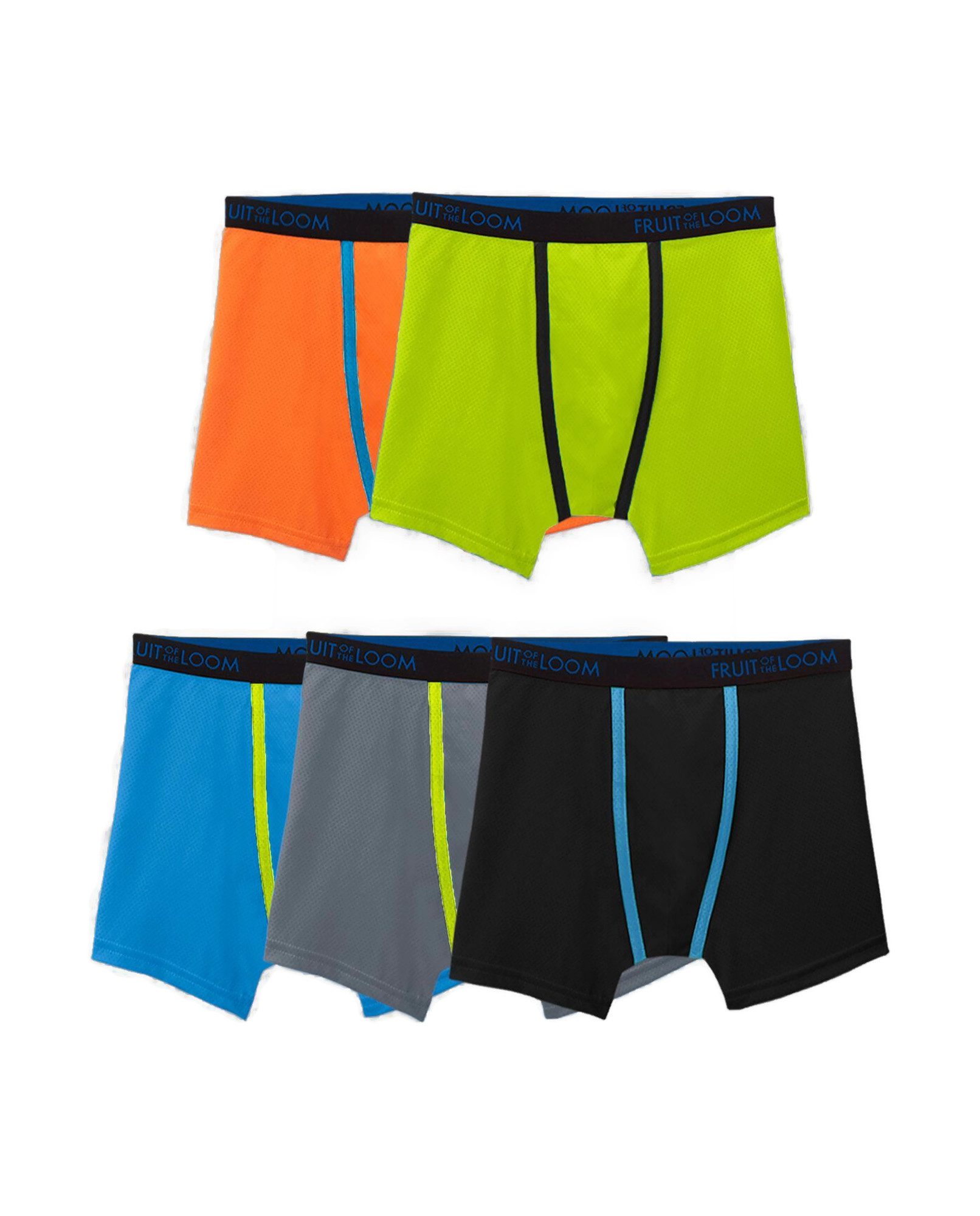 Boys' Breathable Micro-Mesh Boxer Briefs, Assorted 5 Pack