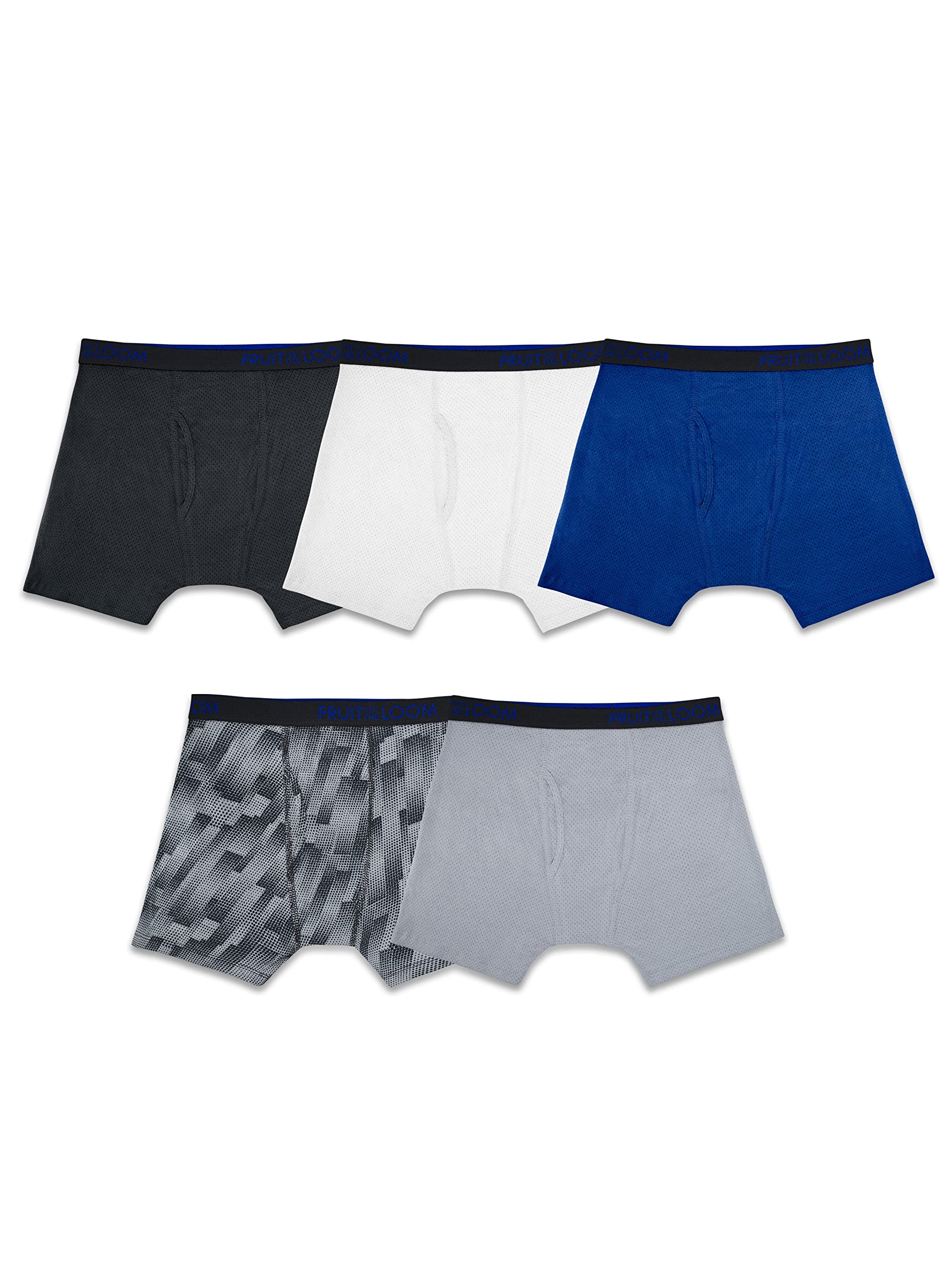 Boys' Breathable Cooling Cotton Mesh Boxer Briefs, Assorted 5 Pack