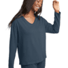 Hanes Originals Womens Long Sleeve Cotton Raw Edge V-Neck T-Shirt