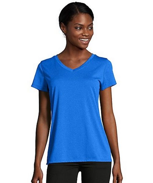 Hanes Womens Sport Heathered Performance V-Neck Tee